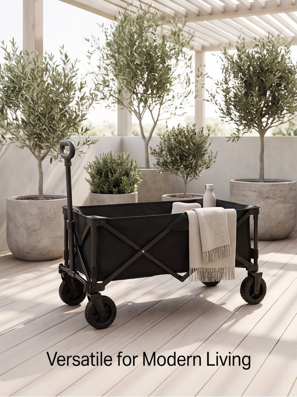 Folding Utility Wagon Cart - Black